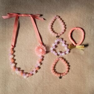 Oshkosh B'gosh Orange/Pink Beaded Necklace & 4 Braclets Ages 3+